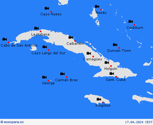 cámara web Islas Caimán Centroamérica Mapas de pronósticos