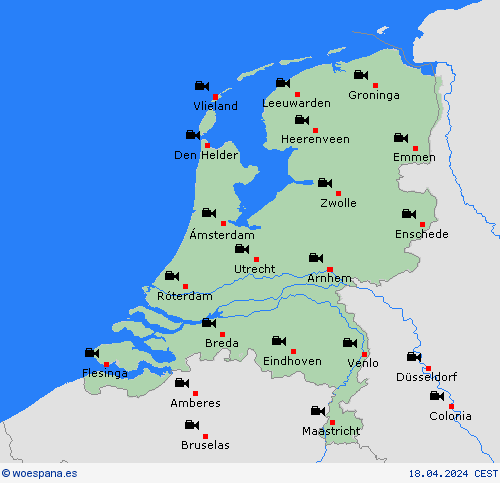 cámara web Países Bajos Europa Mapas de pronósticos