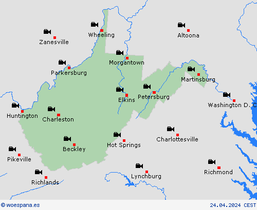 cámara web Virginia Occidental Norteamérica Mapas de pronósticos