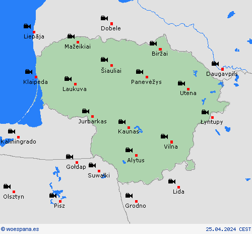 cámara web Lituania Europa Mapas de pronósticos