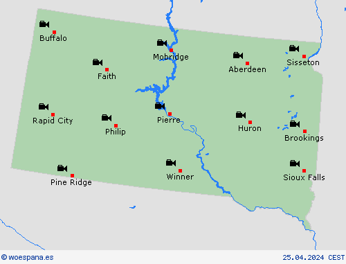 cámara web Dakota del Sur Norteamérica Mapas de pronósticos