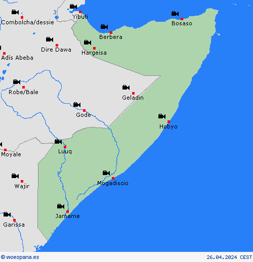 cámara web Somalia África Mapas de pronósticos