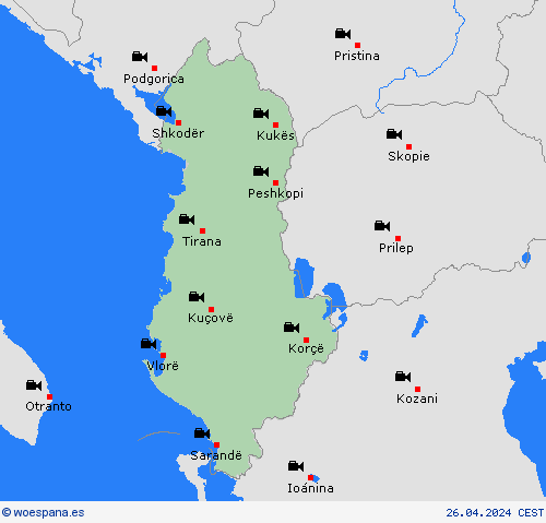 cámara web Albania Europa Mapas de pronósticos