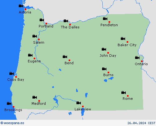 cámara web Oregón Norteamérica Mapas de pronósticos