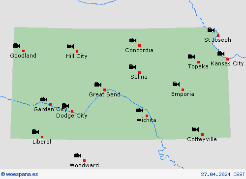 cámara web Kansas Norteamérica Mapas de pronósticos
