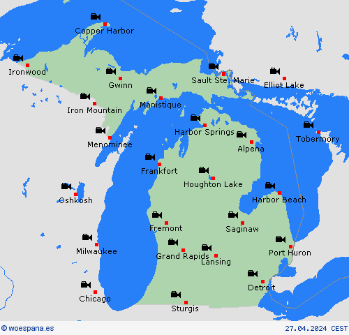 cámara web Míchigan Norteamérica Mapas de pronósticos
