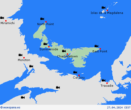 cámara web Islas del Príncipe Eduardo Norteamérica Mapas de pronósticos
