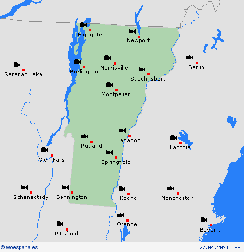 cámara web Vermont Norteamérica Mapas de pronósticos