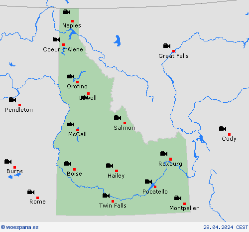 cámara web Idaho Norteamérica Mapas de pronósticos