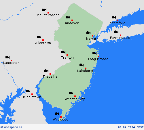 cámara web Nueva Jersey Norteamérica Mapas de pronósticos
