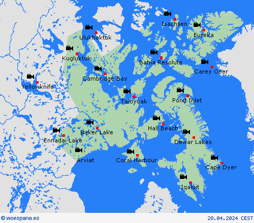 cámara web Nunavut Norteamérica Mapas de pronósticos