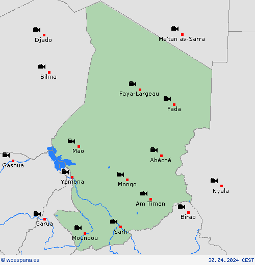 cámara web Chad África Mapas de pronósticos
