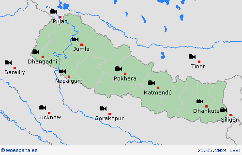 cámara web Nepal Asia Mapas de pronósticos