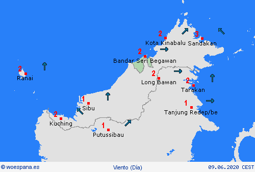 viento Brunéi Asia Mapas de pronósticos