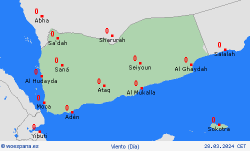 viento Yemen Asia Mapas de pronósticos
