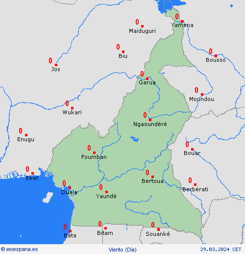viento Camerún África Mapas de pronósticos