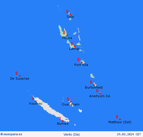 viento Vanuatu Oceanía Mapas de pronósticos