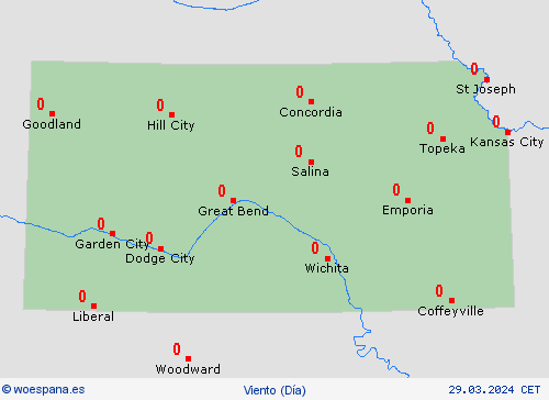 viento Kansas Norteamérica Mapas de pronósticos