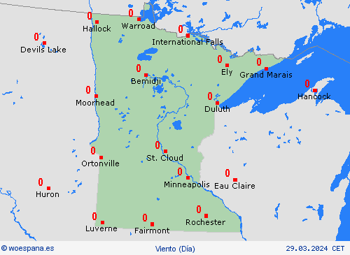 viento Minnesota Norteamérica Mapas de pronósticos