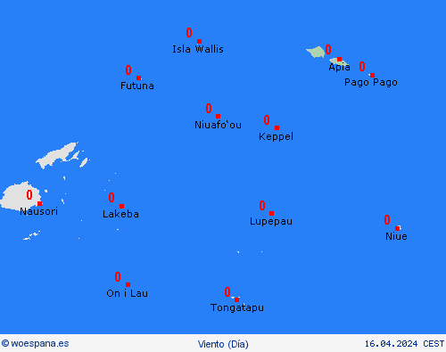 viento Samoa Oceanía Mapas de pronósticos