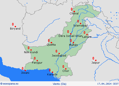 viento Pakistán Asia Mapas de pronósticos