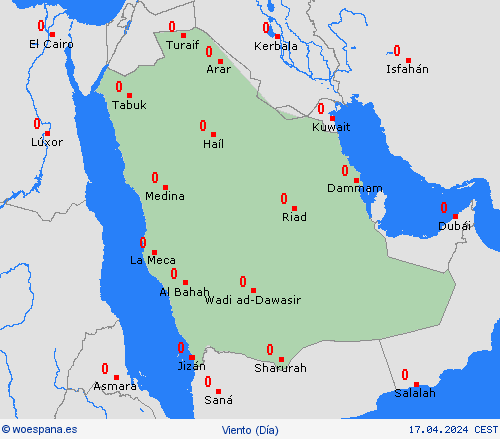 viento Arabia Saudita Asia Mapas de pronósticos