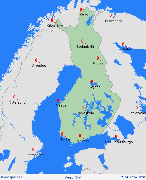 viento Finlandia Europa Mapas de pronósticos