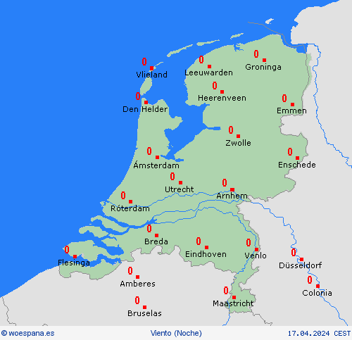 viento Países Bajos Europa Mapas de pronósticos