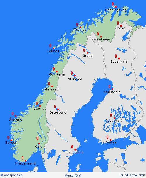 viento Noruega Europa Mapas de pronósticos