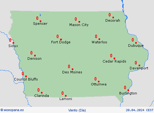 viento Iowa Norteamérica Mapas de pronósticos