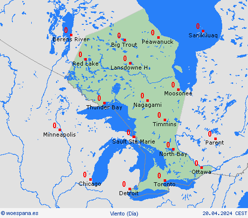 viento Ontario Norteamérica Mapas de pronósticos