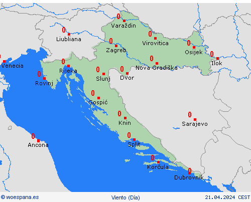 viento Croacia Europa Mapas de pronósticos