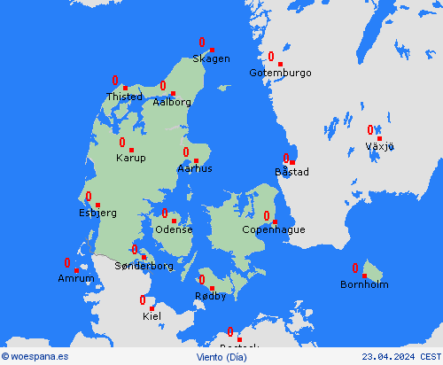 viento Dinamarca Europa Mapas de pronósticos