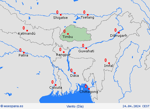 viento Bután Asia Mapas de pronósticos