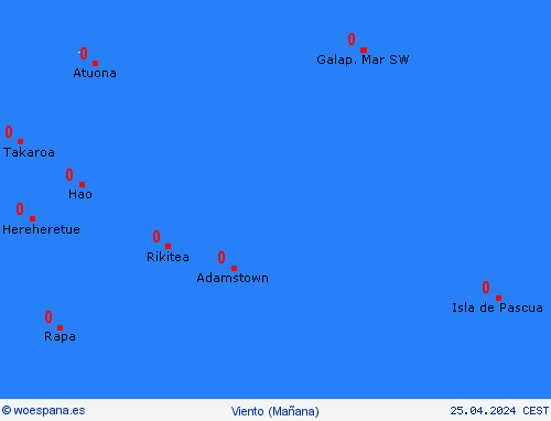 viento Islas Pitcairn Oceanía Mapas de pronósticos
