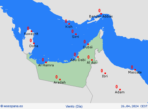 viento Emiratos Árabes Unidos Asia Mapas de pronósticos