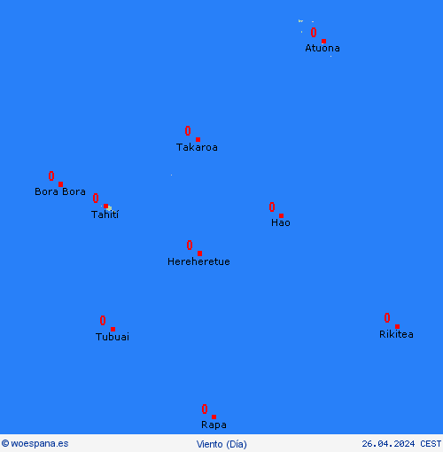 viento Polinesia Francesa Oceanía Mapas de pronósticos