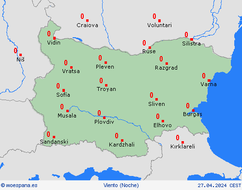 viento Bulgaria Europa Mapas de pronósticos