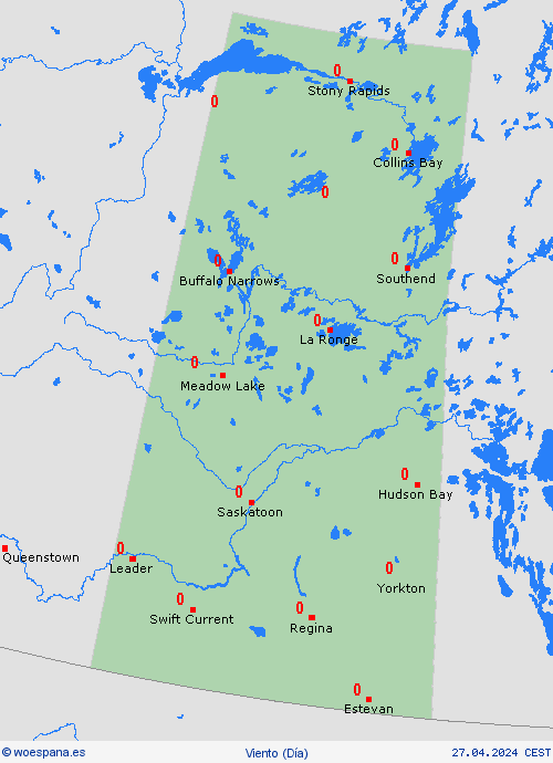 viento Saskatchewan Norteamérica Mapas de pronósticos