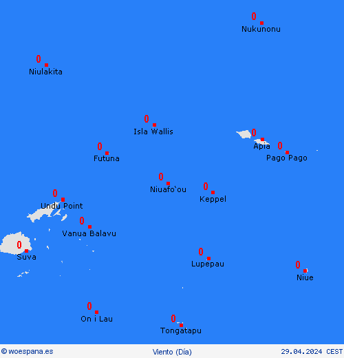 viento Wallis y Futuna Oceanía Mapas de pronósticos