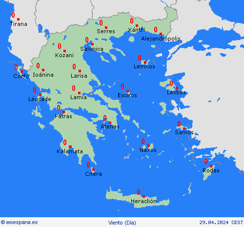 viento Grecia Europa Mapas de pronósticos