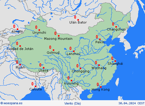 viento China Asia Mapas de pronósticos