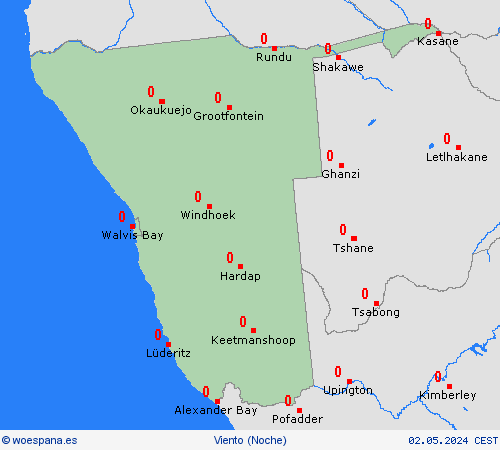 viento Namibia África Mapas de pronósticos