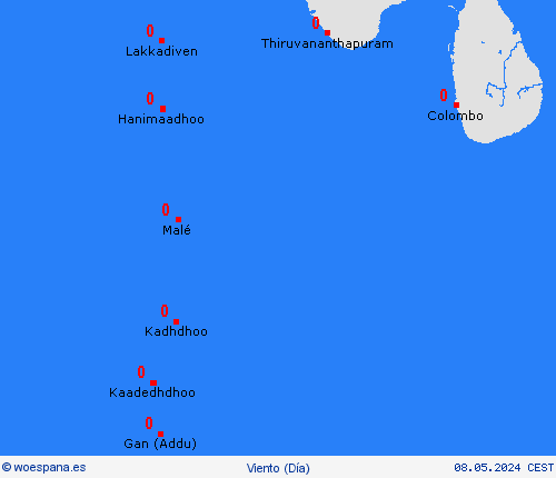 viento Maldivas Asia Mapas de pronósticos