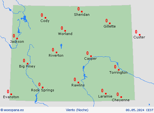 viento Wyoming Norteamérica Mapas de pronósticos