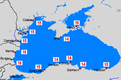 Mar Negro Mapas de temperatura oceánica