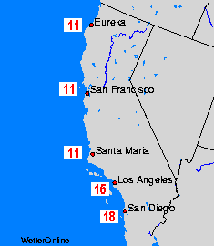 California Mapas de temperatura oceánica