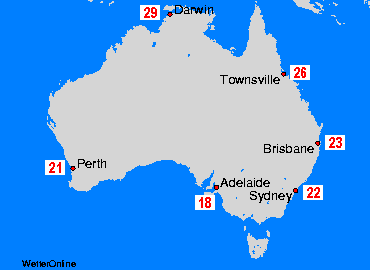 Australia Mapas de temperatura oceánica