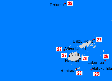 Fiyi Mapas de temperatura oceánica